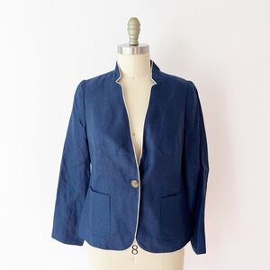 Talbots Dark Blue Blazer with White Trim Size 2P
